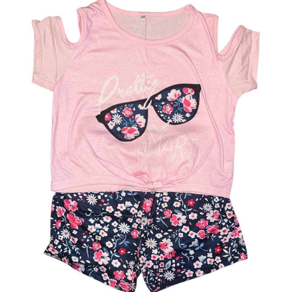 Floral Pink and Blue Girls' 2 Outfit Sets - Picture 2 of 6